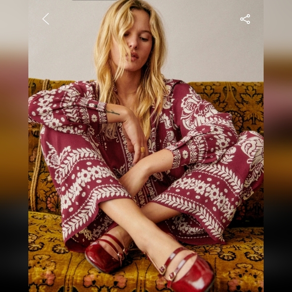 Sezane Christiano Ornanmental Print Trousers - Picture 2 of 5